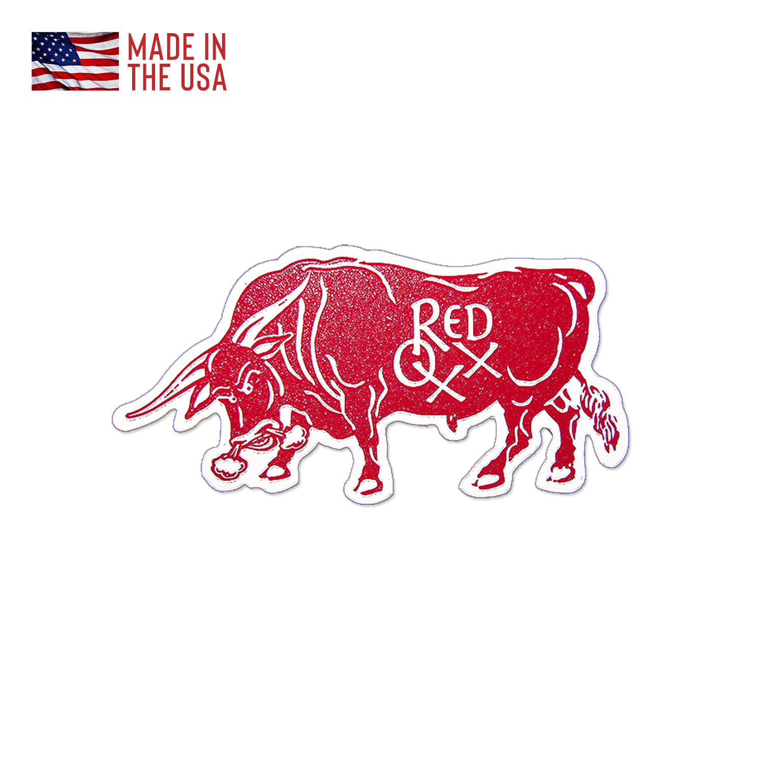 Red Oxx Woodcut Bull Glitter Sticker - Red Oxx - Quality Soft Sided Luggage for your Spirit of Adventure