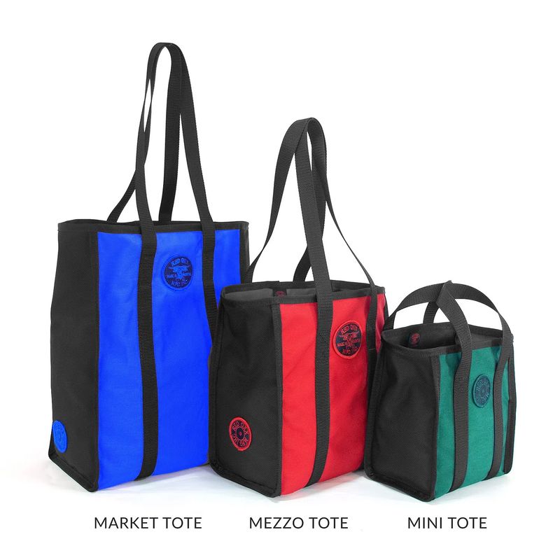 Costco Wholesale Reusable Tote Bag - Red & Blue w/ Red Handles, ~16x16x8  EUC!